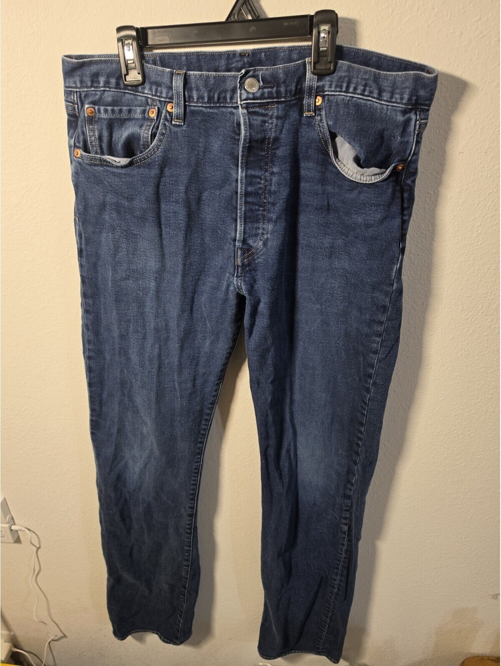 Levis 501 Jeans Mens 34x36 Blue  Premium Straight Button Fly Denim